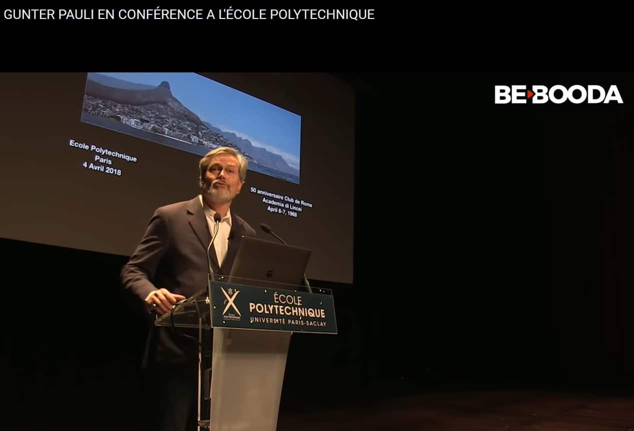 Economie Bleue Gunter Pauli Conférence à l'Ecole Polytechnique Paris Saclay 4 avril 2018