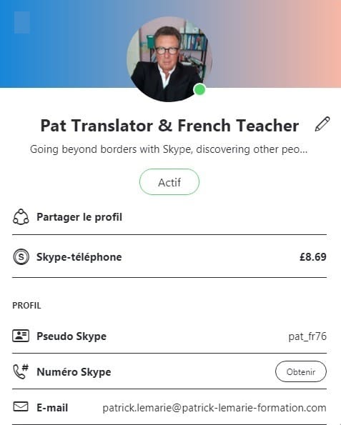 learn online with Pat_fr76 Pat Translator and French Teacher patrick lemarie consulting